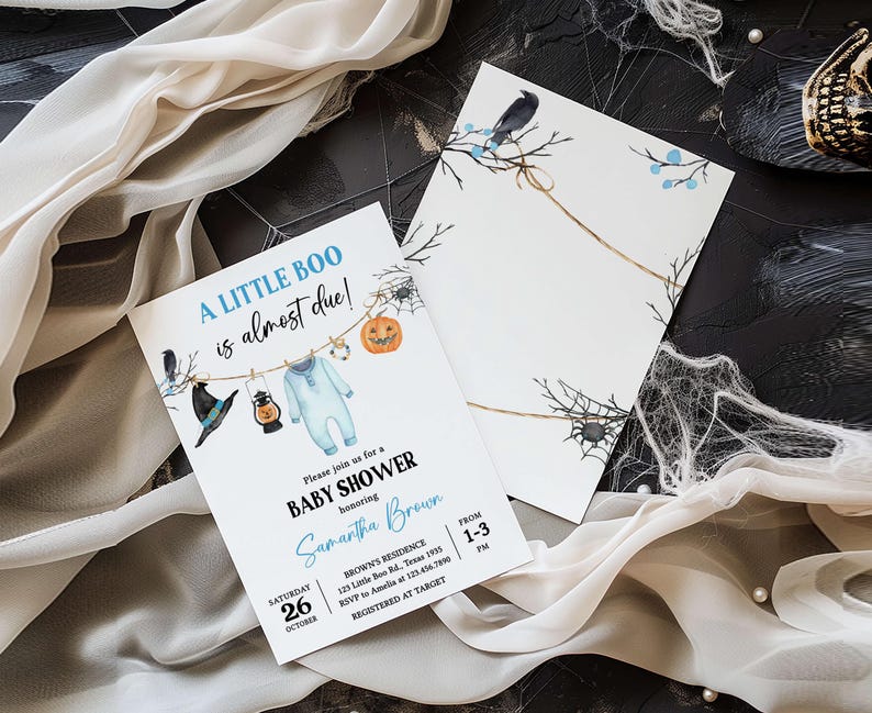 Blue A Little Boo Invite