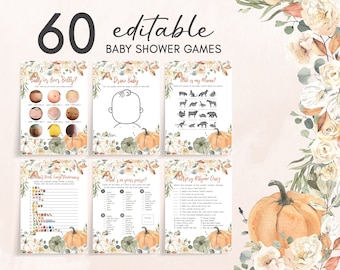 Little Pumpkin Baby Shower Games Bundle, Autumn Baby Shower Game Pack, Fall Pumpkin Rustic Baby Shower Activity Gender Neutral Template 0213