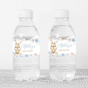 a bottle of water with a bunny on it