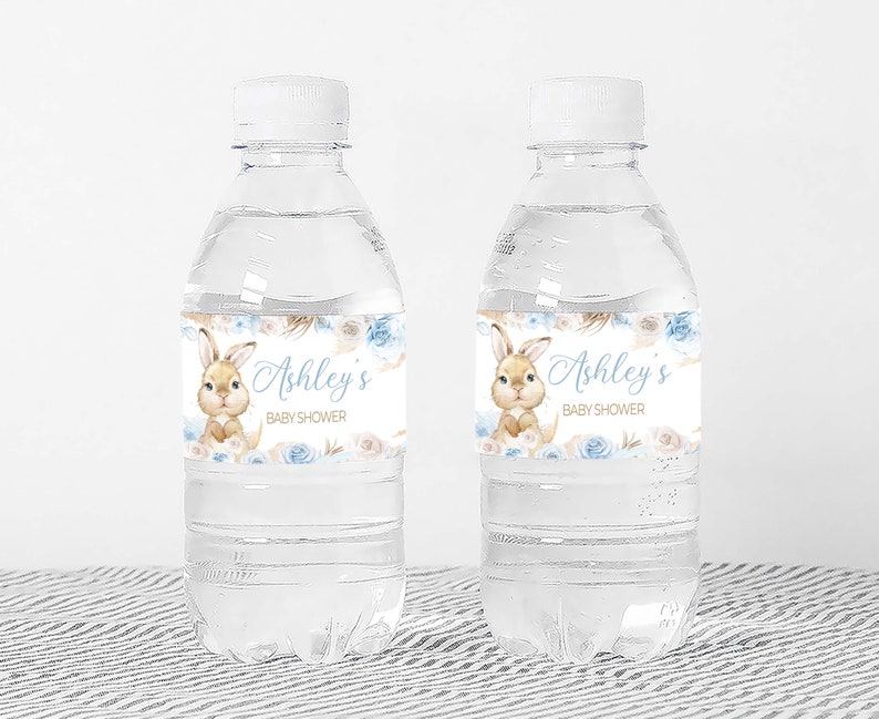 a bottle of water with a bunny on it