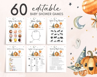 Halloween Baby Shower Games, A Little Boo Baby Shower Games Pack, Pumpkin Game Bundle, Spooky Baby Shower Activity Printable Template 0140