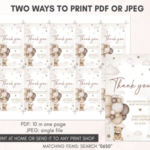 two ways to print a thank card for a baby shower