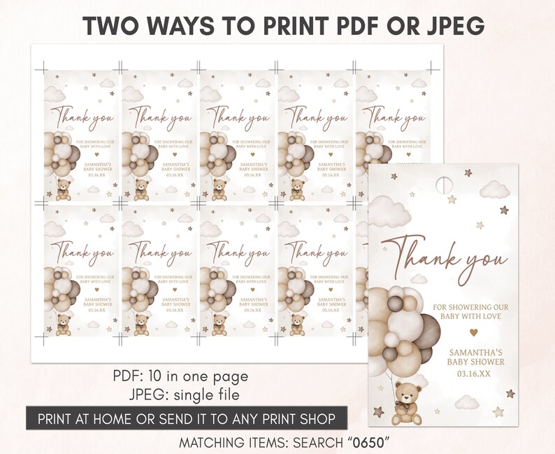 two ways to print a thank card for a baby shower