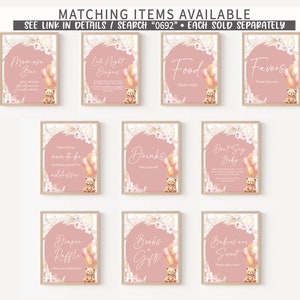 Edytowalny różowy niedźwiedź balonik Baby Shower gry pakiet, dziewczyna Boho Bear Baby Shower gry pakiet, możemy czekać na baby shower szablon gry 0692 zdjęcie 6