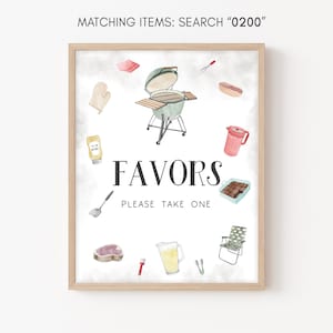 BabyQ Baby Shower Favors Sign, BBQ Baby Shower Treat Table Sign, Baby Barbeque Decorations, Couples Shower BBQ Printable Sign Template 0200