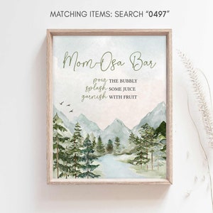 Mom Osa Bar Sign Oh Boy Let the Adventure Begin Baby Shower, Woodland Mountain Baby Shower Momosa Sign, Adventure Mimosa Sign Decor, 0497