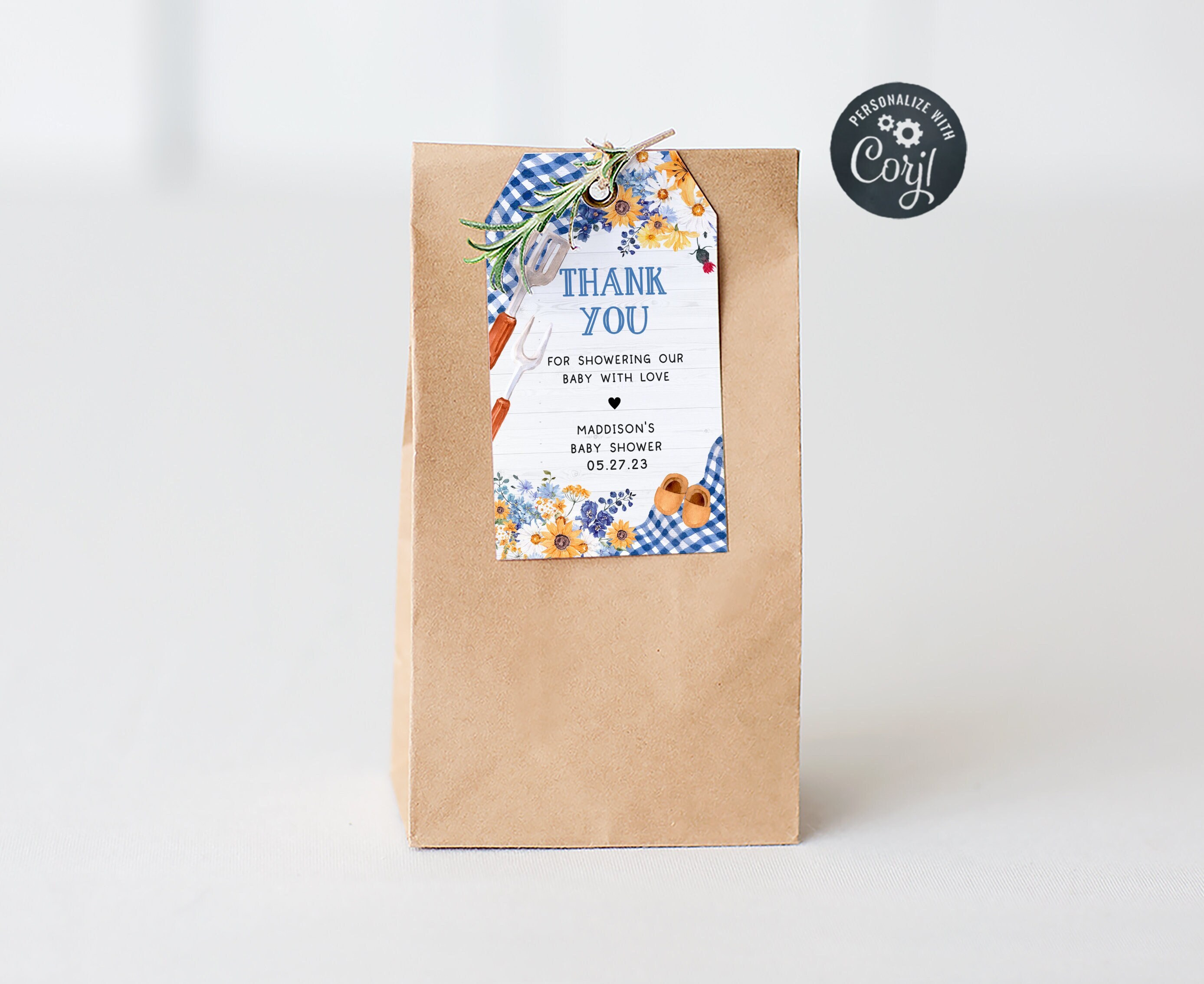 Editable Blue BBQ Baby Shower Favor Tags Baby-Q Shower Gift Tag Sign Boy Backyard Barbeque Picnic Couples Shower Tag Printable Template 0304
