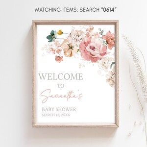 Editable Baby in Bloom Baby Shower Welcome Sign, Spring Floral Baby Shower Welcome Poster, Wildflower Spring Baby Shower Welcome Sign, 0614 image 3