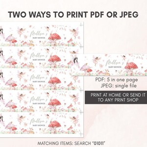 Girl Fairy Baby Shower Bottle Stickers