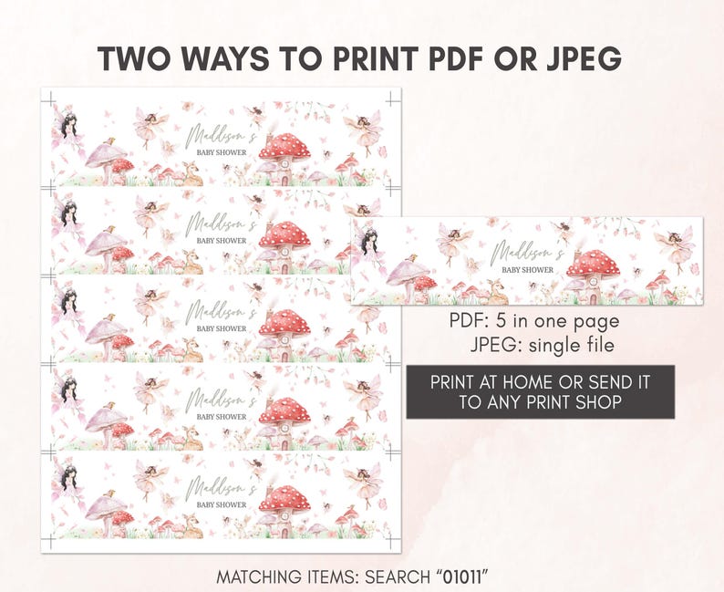 Girl Fairy Baby Shower Bottle Stickers