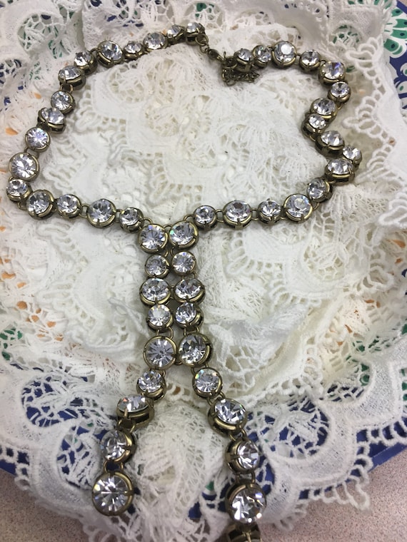 Vintage Y Crystal Necklace - image 2
