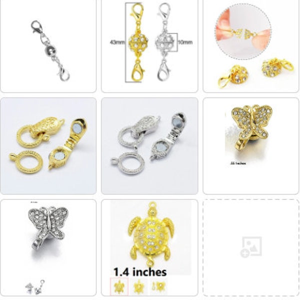 Choice of Magnetic Closure Clasp- Several types and colors to choose from - for Easy closure on Necklaces and Bracelets - Ready to Wear