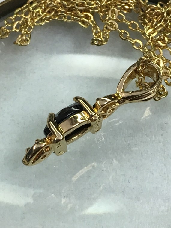 Black Quartz with Diamond accents  pendant on 22"… - image 3