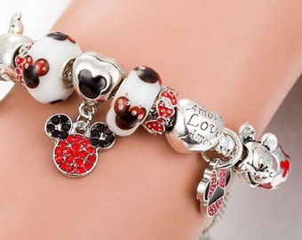 PANDORA style  Disney charms.  Mickey Mouse,  Minnie Mouse, Disney castle