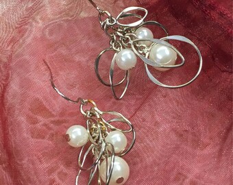 Premeir Designs  Silver and Faux pearl earrings