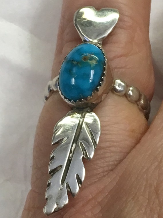 Turquoise in 925 silver - with heart on top and Fe