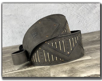 Leather Guitar Strap for Electric, Bass and Acoustic Guitar - 3", Full Grain Leather, Padded, Rock, "Burnside"