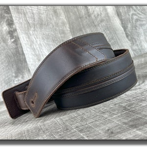 Distressed Brown Leather Guitar Strap, Leather Bass Strap, Leather Acoustic Guitar Strap, Gift for Guitarist, Guitarist Gift, Straight Up