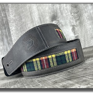 Tartan Plaid Guitar Strap, Leather Guitar Strap, Acoustic Guitar Strap, Electric Guitar Strap, Gift for Guitarist, Limited Edition