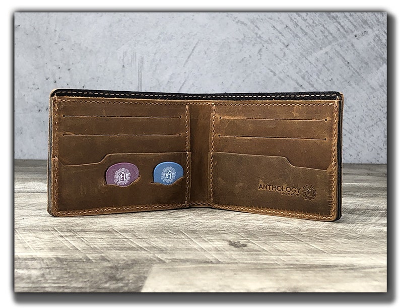 Leather Guitar Pick Wallet, Leather Wallet With Pick Holder, Wallet for Guitar Player, Gift for