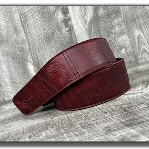 2&quot; Red Leather Guitar Strap, Electric Guitar Strap, Acoustic Guitar Strap, Bass Guitar Strap, &quot;The Reticent&quot;, Gift for Guitarist