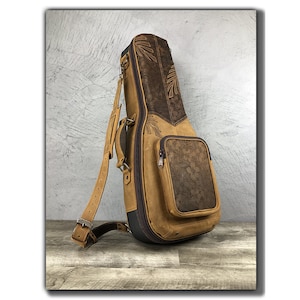Full-Grain Leather Ukulele Case, Mandolin Case, Tan