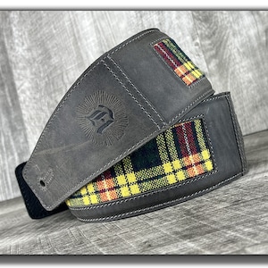 Tartan Plaid Guitar Strap, Leather Guitar Strap, Acoustic Guitar Strap, Electric Guitar Strap, Gift for Guitarist, Limited Edition