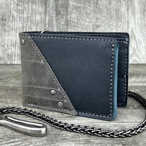 Genuine Leather Mens Chain Wallet Biker Wallet Cool Leather Wallet Lon