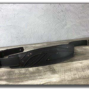 Padded Leather Guitar Strap with Buckle, Bass Guitar Strap, Electric Guitar Strap, Gift for Guitar Player, Guitarist Gift, Blackwood