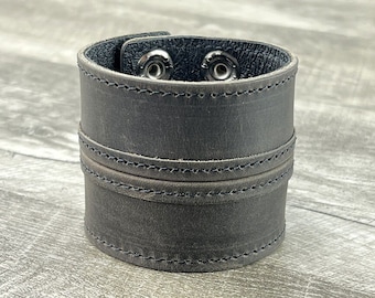 Leather Cuff Bracelet, Leather Biker Bracelet, Rocker Bracelet, Leather Cuff