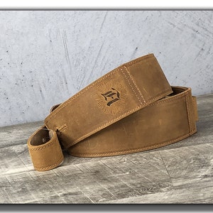 2&quot; Rugged Leather Guitar Strap, Electric Guitar Strap, Acoustic Guitar Strap, Bass Guitar Strap, &quot;The Reticent&quot;, Gift for Guitarist