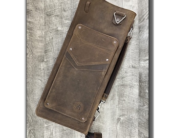 Large Leather Drum Stick - Full Grain Leather, Rugged Brown, "The Seville"