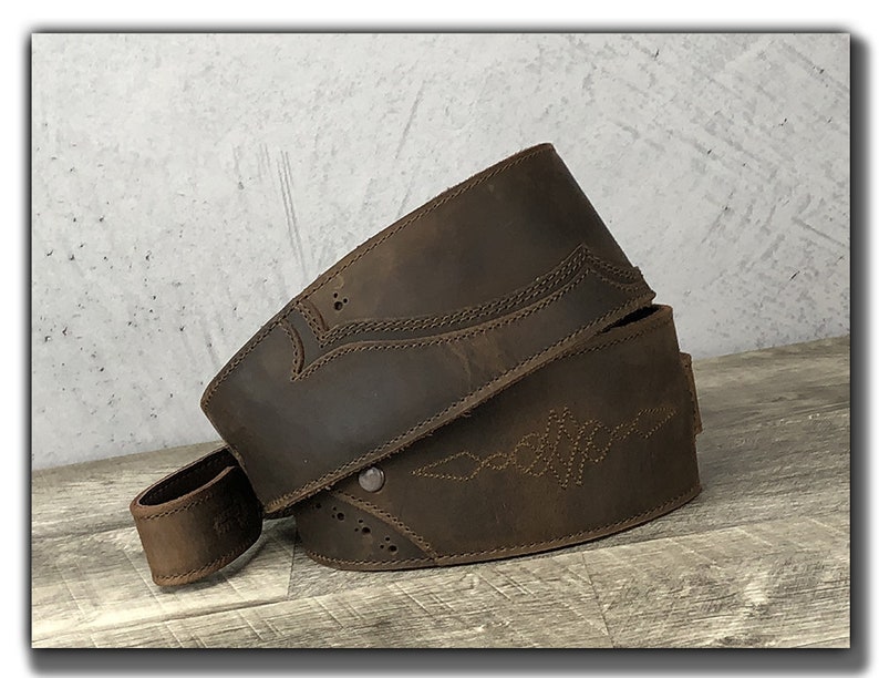 Vintage Brown Leather Guitar Strap - 2 Inch Wide, Adjustable For Electric & Acoustic