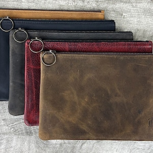 Bolsa de cuero personalizada (mediana), bolsa de cuero con cremallera, bolso personalizado, regalo personalizado, monograma, neceser, cartera de cuero