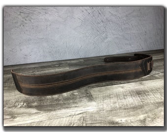 Correa de cuero para guitarra eléctrica, bajo y acústica - 3", cuero flor, acolchada, marrón resistente, "Straight Up"