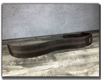 Distressed Brown Leather Guitar Strap, Leather Bass Strap, Leather Acoustic Guitar Strap, Gift for Guitarist, Guitarist Gift, Straight Up