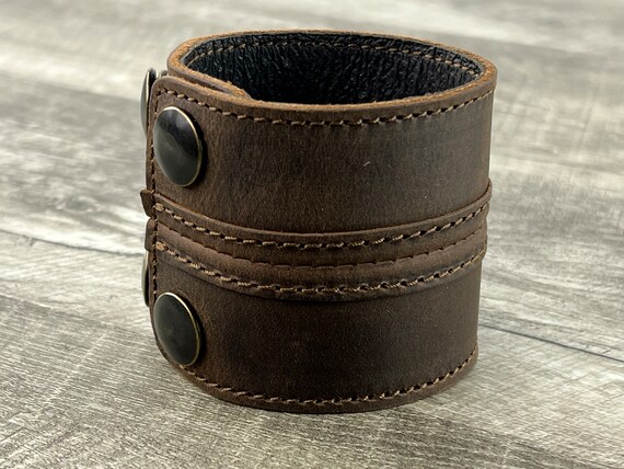 Biker leather wristbands deals