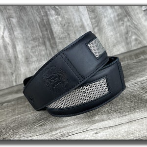 Silver and Black Guitar Strap, Leather Guitar Strap, Acoustic Guitar Strap, Electric Guitar Strap, Gift for Guitarist, Limited Edition