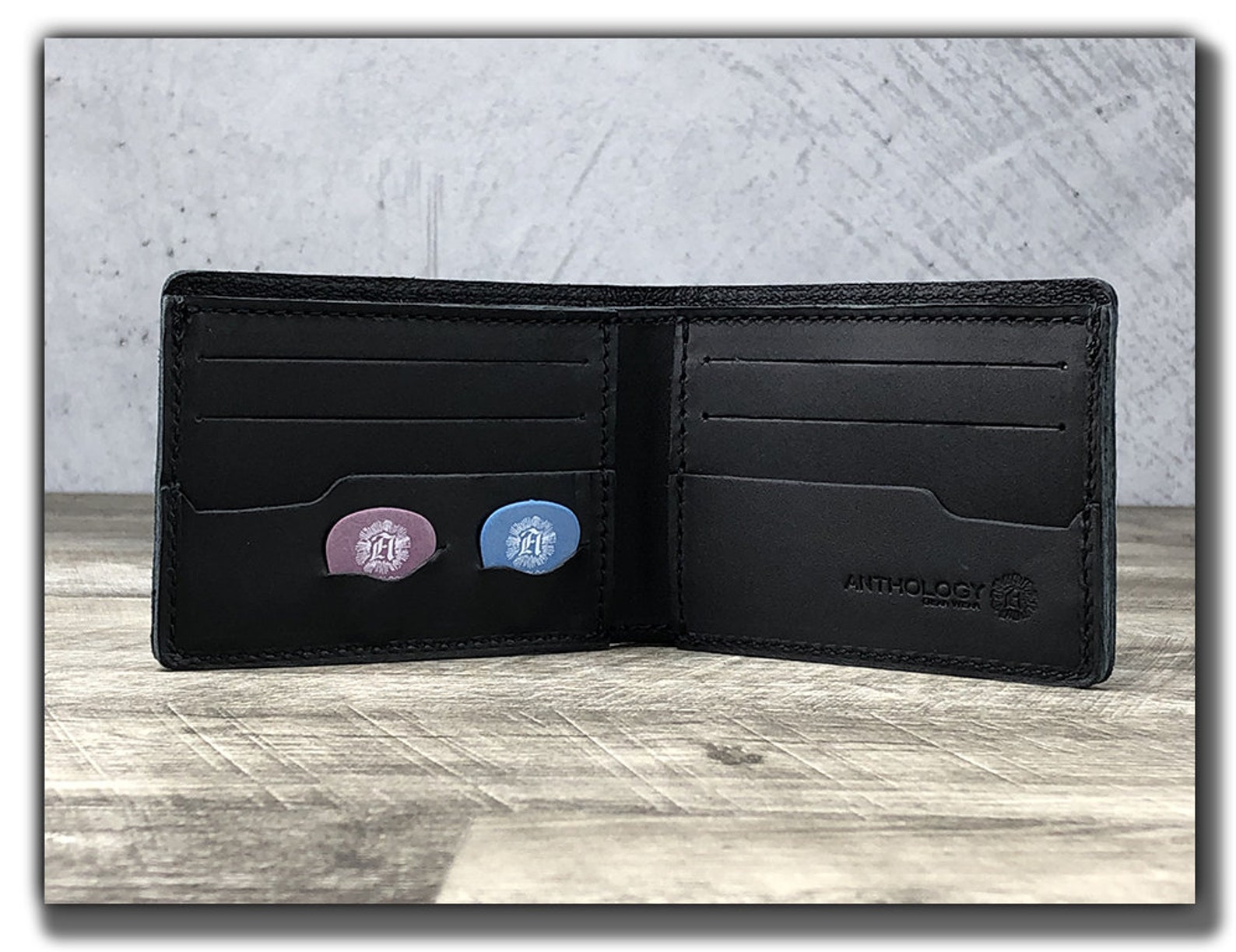 Leather Guitar Pick Wallet, Leather Wallet With Pick Holder, Wallet for