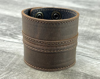 Leather Cuff Bracelet, Leather Biker Bracelet, Rocker Bracelet, Leather Cuff