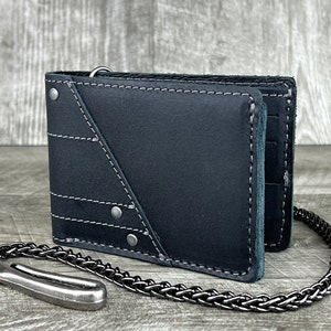 Lederkette Brieftasche, Leder Biker Brieftasche, Plektrum Brieftasche mit Kette, Biker Brieftasche