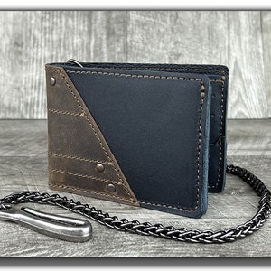 Lederkette Brieftasche, Leder Biker Brieftasche, Plektrum Brieftasche mit Kette, Biker Brieftasche