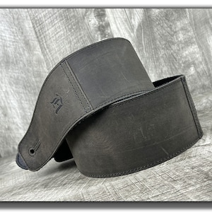 3&quot; Rugged Grey Leather Guitar Strap, Electric Guitar Strap, Acoustic Guitar Strap, Bass Guitar Strap, &quot;The Reticent&quot;, Gift for Guitarist