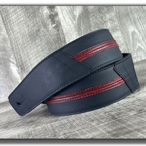 Black Guitar Strap, Leather Guitar Strap, Leather Bass Strap, Leather Acoustic Guitar Strap, Gift for Guitarist, Guitarist Gift, Straight Up