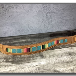Leather Guitar Strap, Saddle Blanket Guitar Strap, Acoustic Guitar Strap, Electric Guitar Strap, &quot;El Camino&quot;, Gift for Guitarist