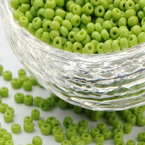 Glass Seed Beads - 2mm - Opaque Lime Green - 20g Approx 1300 Pieces