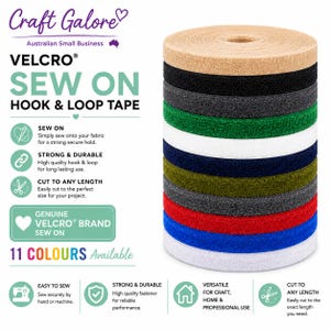 5.5mts or 11mt x 25mm Genuine VELCRO Sew On Hook and Loop Tape - 50cm or 1mt of Each 11 Colours