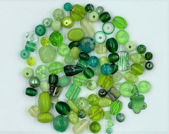 50g Glass Bead Mixes - 80 to 100 Pieces - Size 4mm to 12mm - 7 Colours