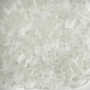 Glass Bugle Beads - Transparent - Clear - 6mm x 20g (approx 250 pieces)