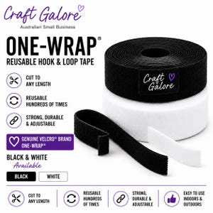 50mm x 1mt Genuine VELCRO® Brand ONE-WRAP® Reusable Hook & Loop Tape 2 Colours